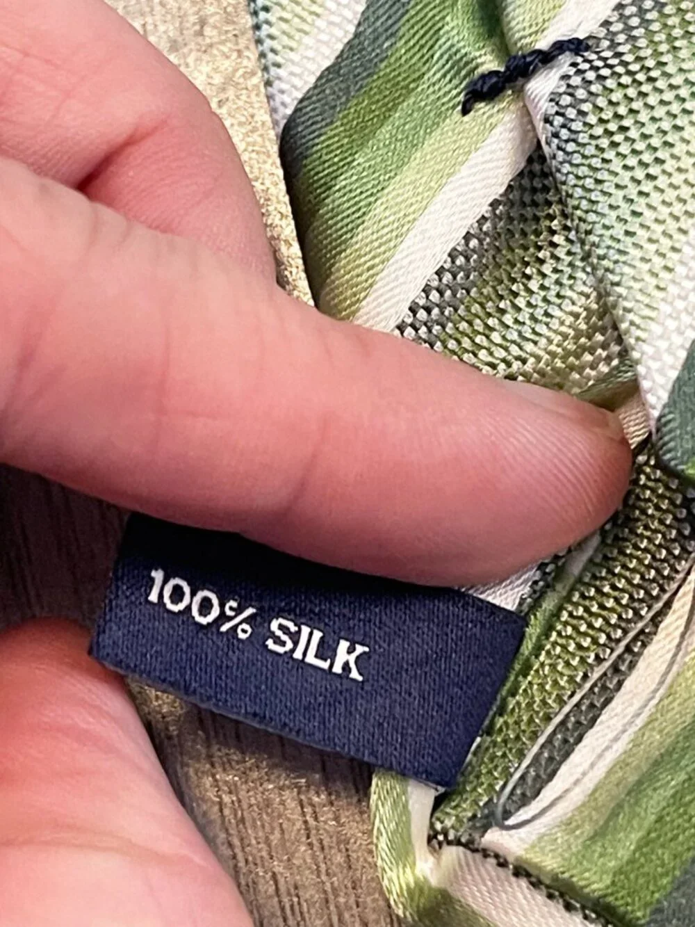 Geoff Nicholson 100% Silk Green Striped Tie Made in Italy Wedding Business